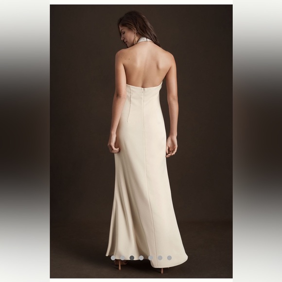 BHLDN Dresses & Skirts - Like new champagne color halter gown; worn once, in perfect condition.